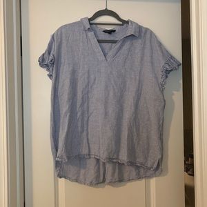 Banana Republic linen top with ruffled sleeves